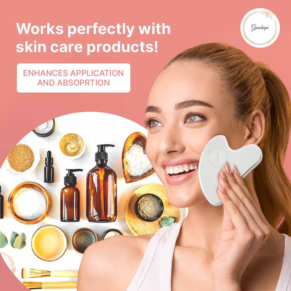 GUASHAPE Gua Sha - Herramientas faciales de acero inoxidable, herramienta Guasha para esculpir la cara, moldear, levantar, apretar, reducir la hinchazón, alivio de tensión, herramienta de masaje Gua Sha de metal para cara y cuerpo, color plateado