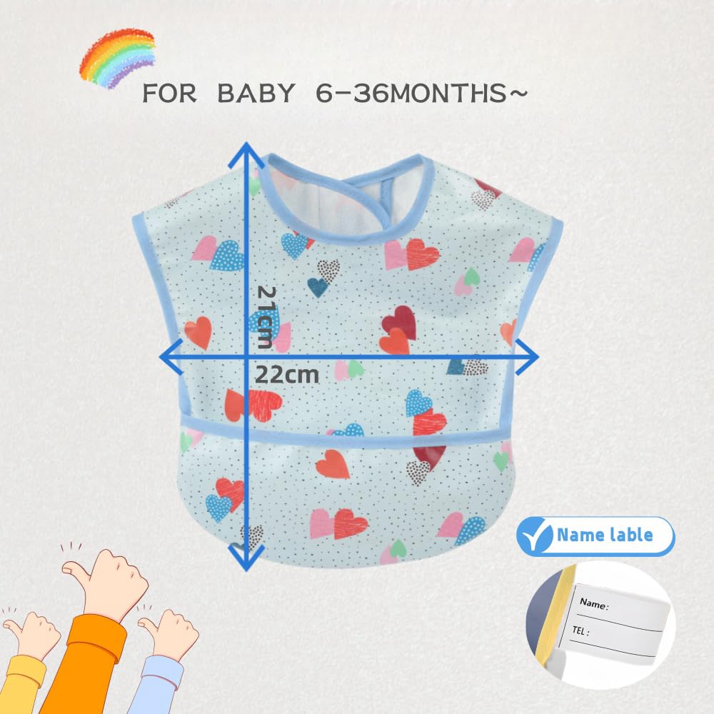Norinori Babero impermeable para bebé, babero de alimentación con bolsillo para bebé, niño, niña, lavable, 6-51 M