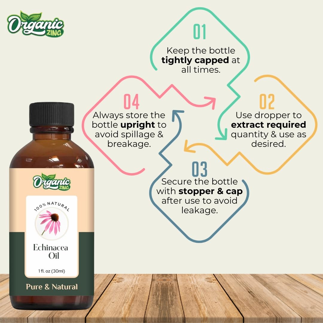 Organic Zing Echinacea (Echinacea angustifolia) Oil | Pure & Natural Carrier Oil for Skincare and Hair Care - 30ml/1.01fl oz