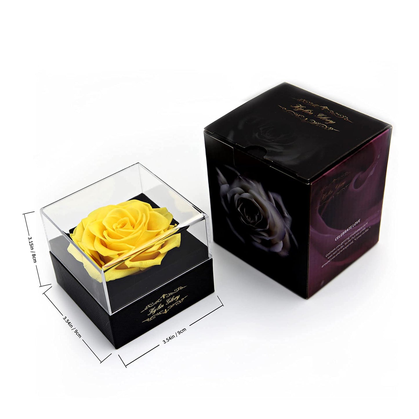 Kylin Glory - Rosa conservada, flores para mujeres, mamá, esposa, novia, regalo decorativo de peonías reales para Día de la Madre, San Valentín, boda, fiesta, cumpleaños, aniversario (amarillo)