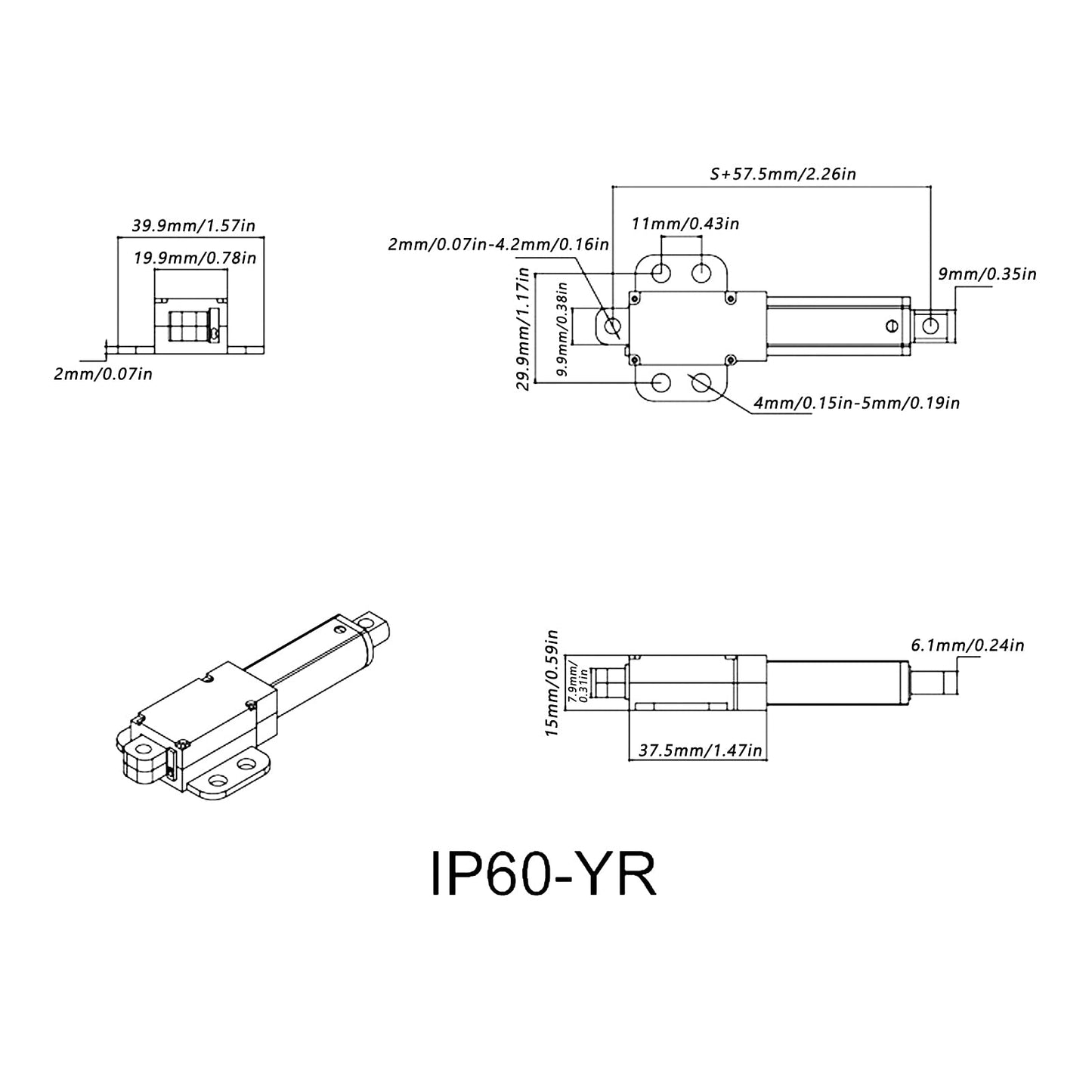 Actuador Lineal Eléctrico Micro de 12V con Carrera de 4 Pulgadas e Interruptor de Límite Integrado para Electrodomésticos