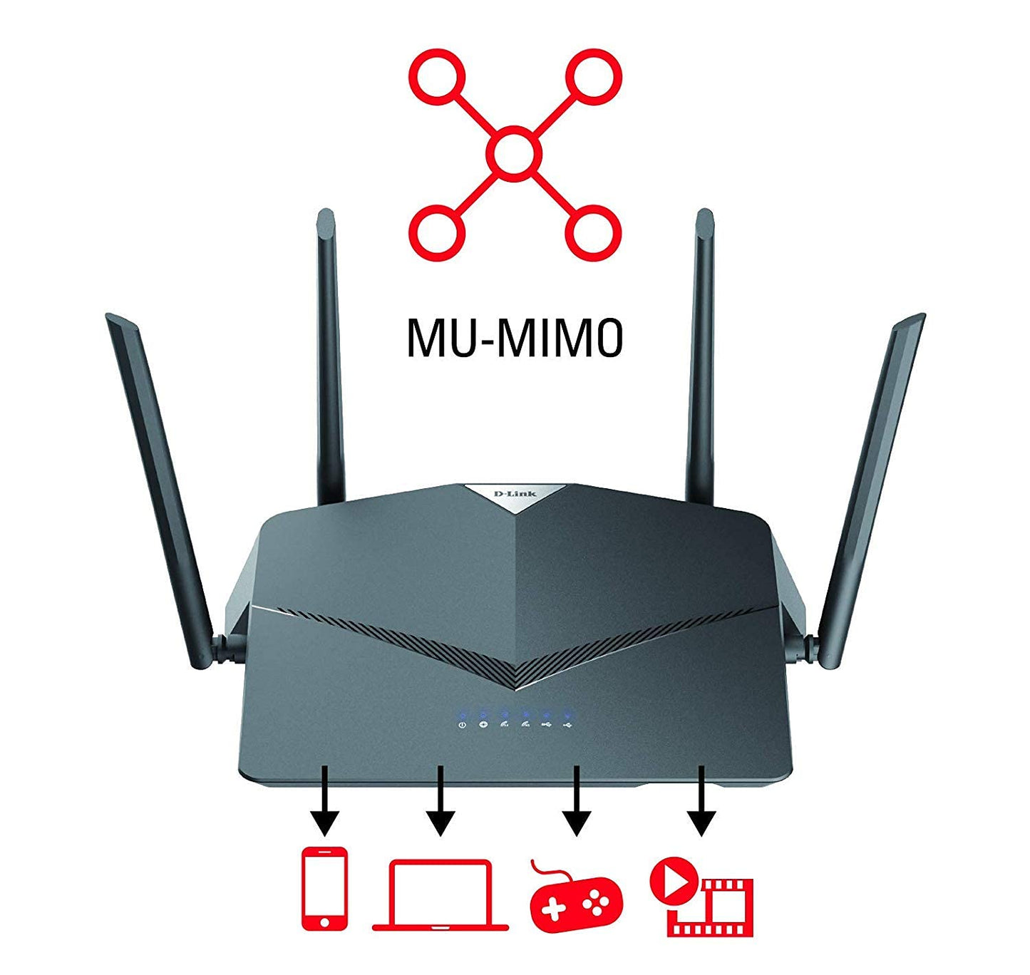 D-Link Router WiFi AC2600 EasyMesh Red inteligente de Internet compatible con Alexa y Google Assistant, MU-MIMO Dual Band Gigabit Gaming Mesh (DIR-2640-US) (reacondicionado)