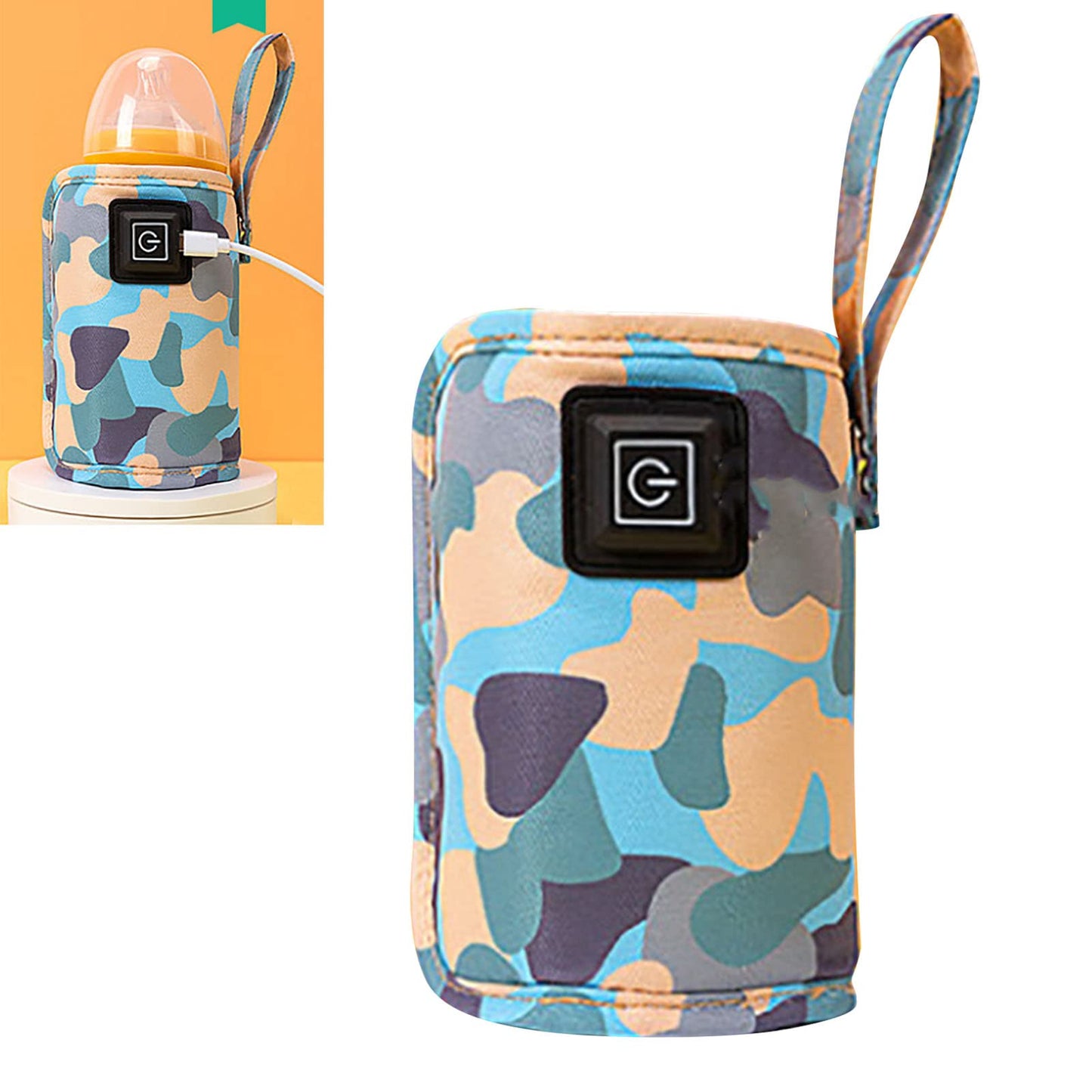 Bolsa térmica para biberones de bebé, con USB, tamaño ajustable, portátil, para exteriores, 5 V, 2 A, color azul