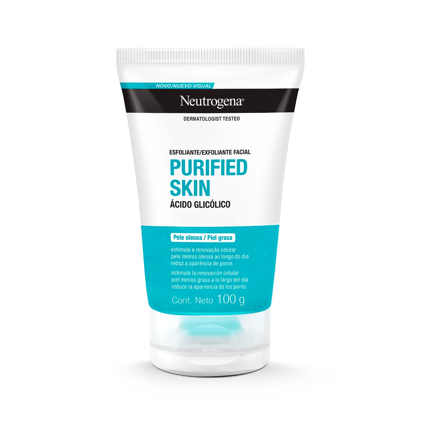 Exfoliante Facial Neutrogena Purified Skin Ácido glicólico 100 g, 1 + Sun fresh Protector Solar Facial sin color Dermcare Niacinamida FPS50+, 40g