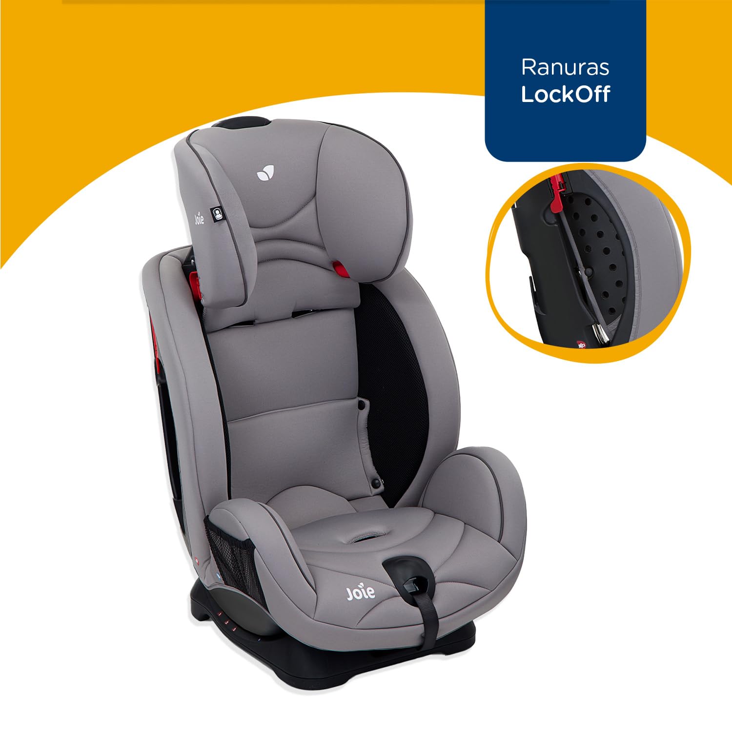 Autoasiento Joie Gris con Sistema contra Impactos Laterales y de Reclinado para Bebé hasta 8 Años Reversible
