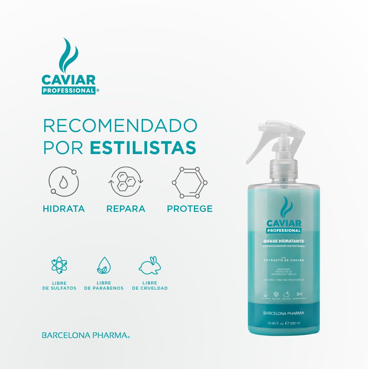 Caviar Professional | Trio Bifase Acondicionador instantáneo para cabello | Hidrata y desenreda | Sin sulfatos y parabenos | Extracto de caviar