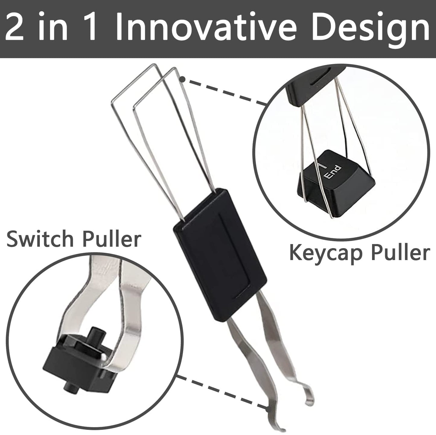 4 Piezas Extractor De Teclas Extractor De Teclas de Metal Acero Inoxidable Removedor De Teclado con Cepillo para Teclado Herramienta Imprescindible para Teclado y Limpieza del Hogar (Negro)