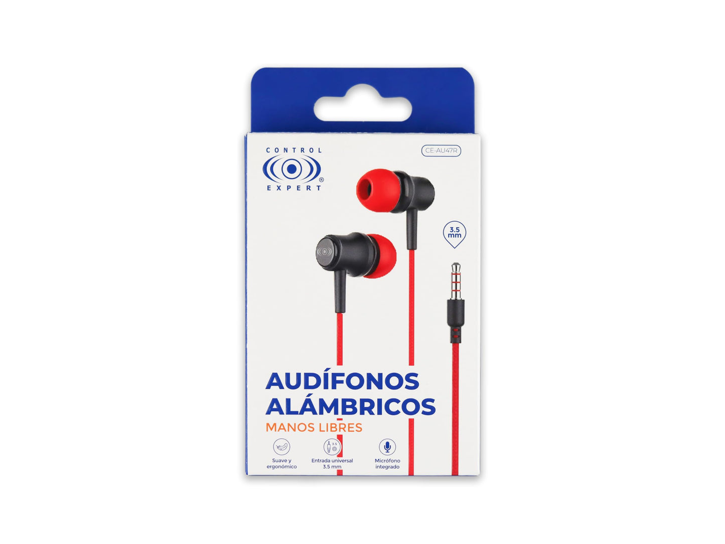 CONTROL EXPERT Audífonos Alámbricos Manos Libres 3.5mm Micrófono (Rojo)
