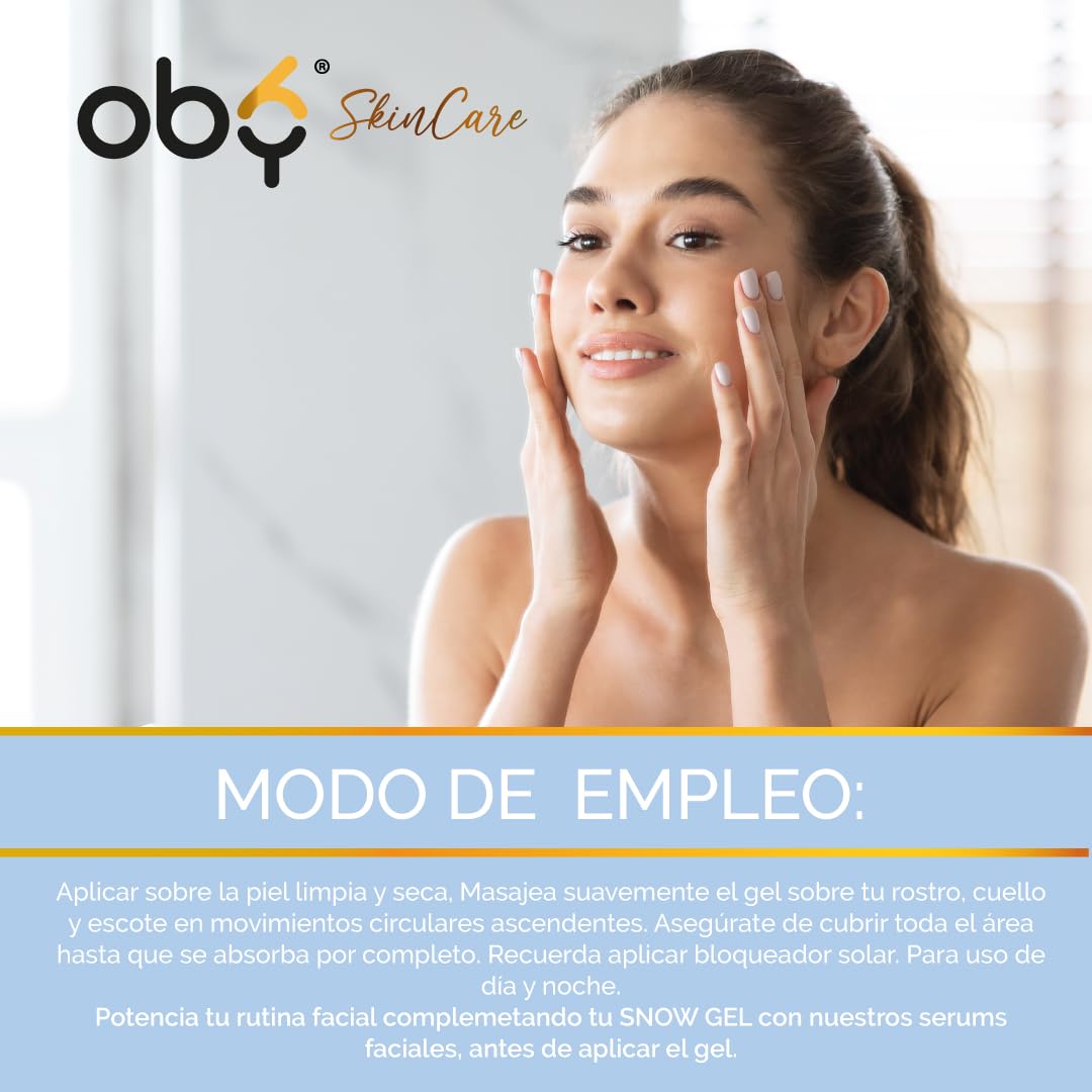 Oby Gel Hidratante Facial Con Acido Hialuronico, Rosa Mosqueta, Retinol, Vitamina E, Colageno, Vitamina B7. Efecto Frio | Oby Snow Glow Skin Care