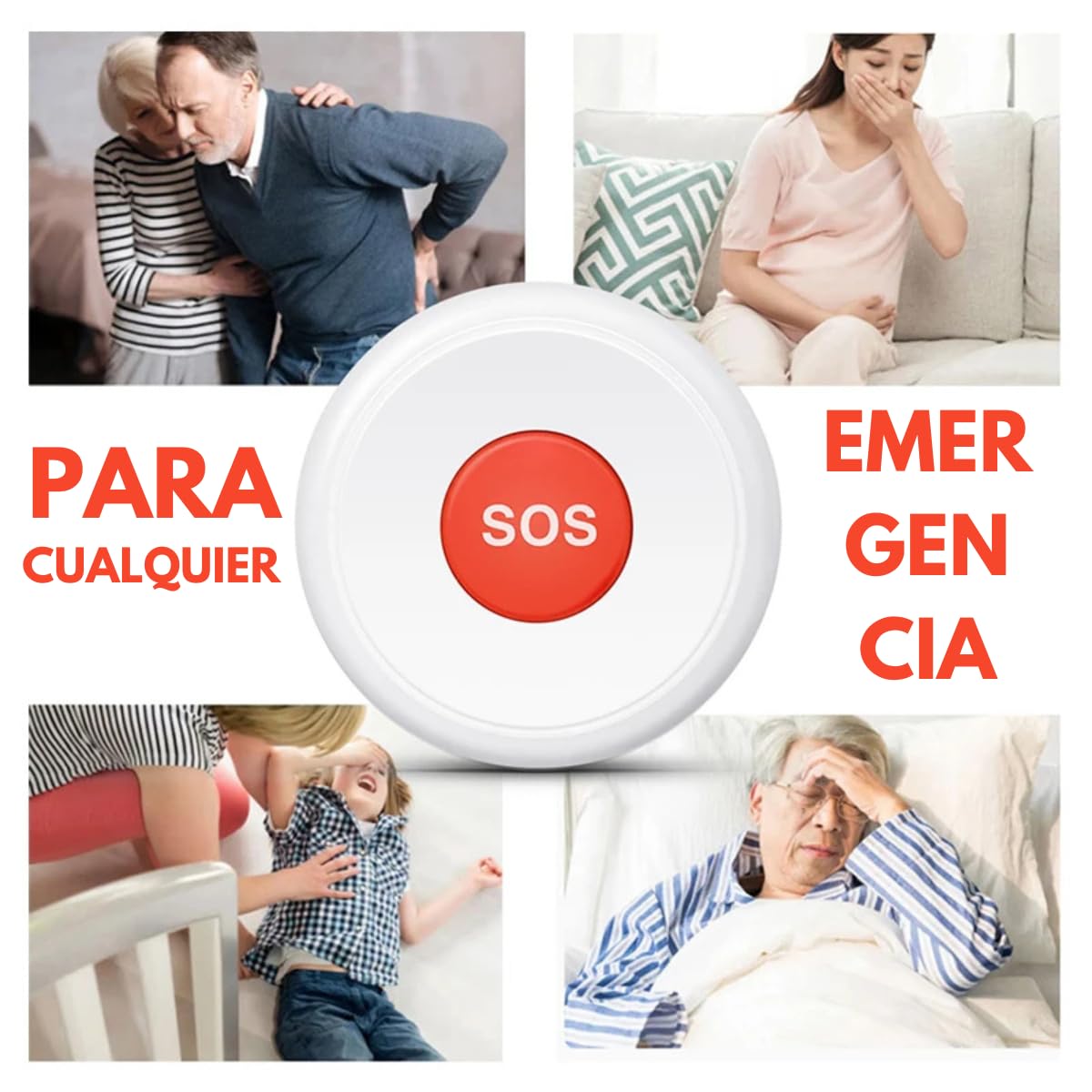 Botón de Pánico SOS Inalámbrico WiFi para Sistema de Alarma, Compatible con Smart Life y Tuya Smart, Alerta de Emergencia, Portátil, Fácil Instalación, Cobertura WiFi, Uso en Casa, Oficina y Negocio