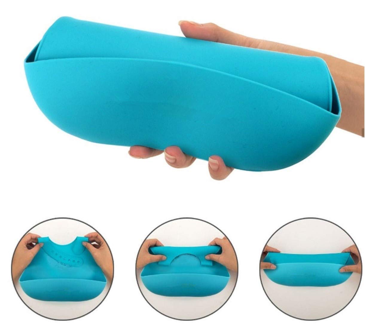 Baberos de Silicón PAPU BABY Gris Azul Impermeables para Bebé