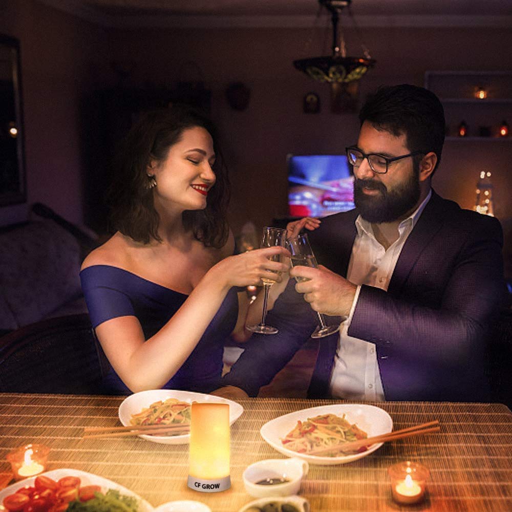 Luz LED de chimenea con efecto de llama con control remoto y temporizador, recargable por USB, luz de vela sin llama para decoración de habitación, fiesta, bar, 2 unidades