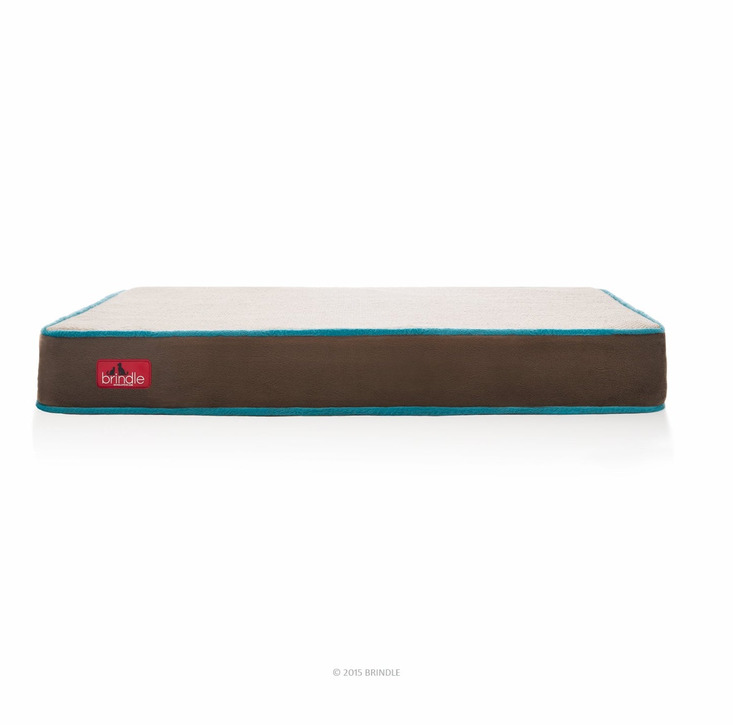 Brindle Cama para Perro ortopédica de Memory Foam de 10 cm Cubierta de velvetón extraíble con Lino Impermeable, tamaño Grande, Color Azul/Moca, 117 x 71 cm