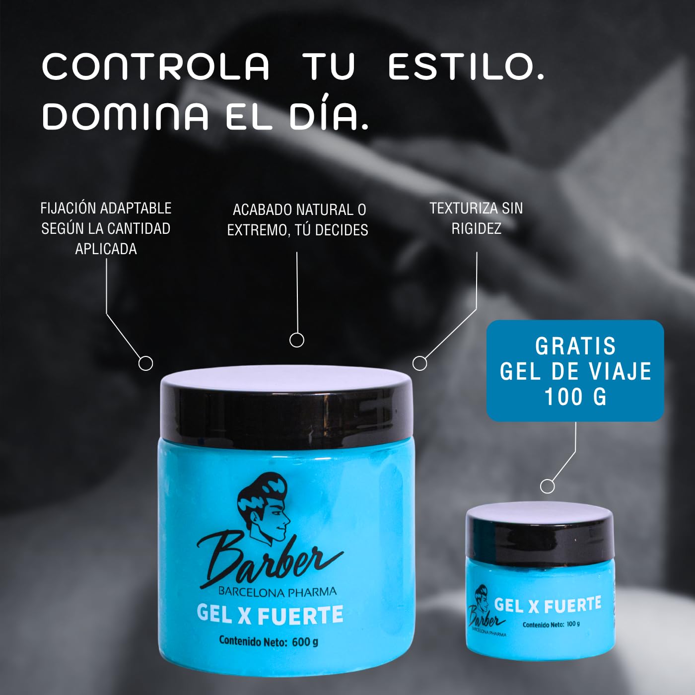 Gel para Cabello Hombre | Barber | Fijación Firme | Sin Alcohol | 700g