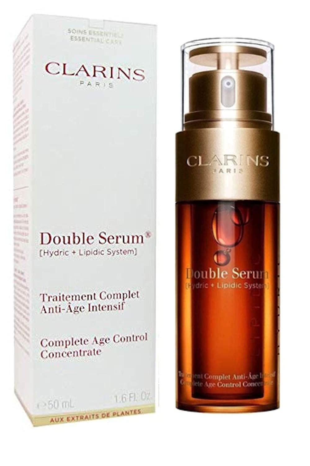 Clarins Double Serum Complete Age Control Concentrate With Tumeric - 1.6 Fluid Ounces Luxury Size