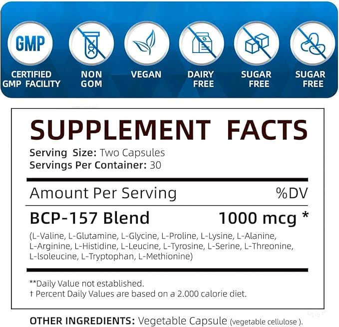 BPC-157 Peptide Capsules, New Protective Compound 157, 60 Capsules