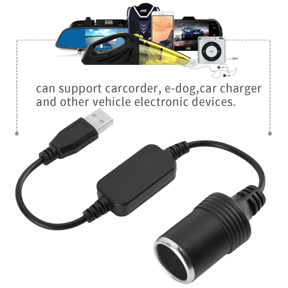 KIMISS Adaptador USB a Encendedor de Cigarrillos, Cargador para Auto Adaptador convertidor de Enchufe de Encendedor de Cigarrillos USB de 5 V a 12 V Macho a Hembra