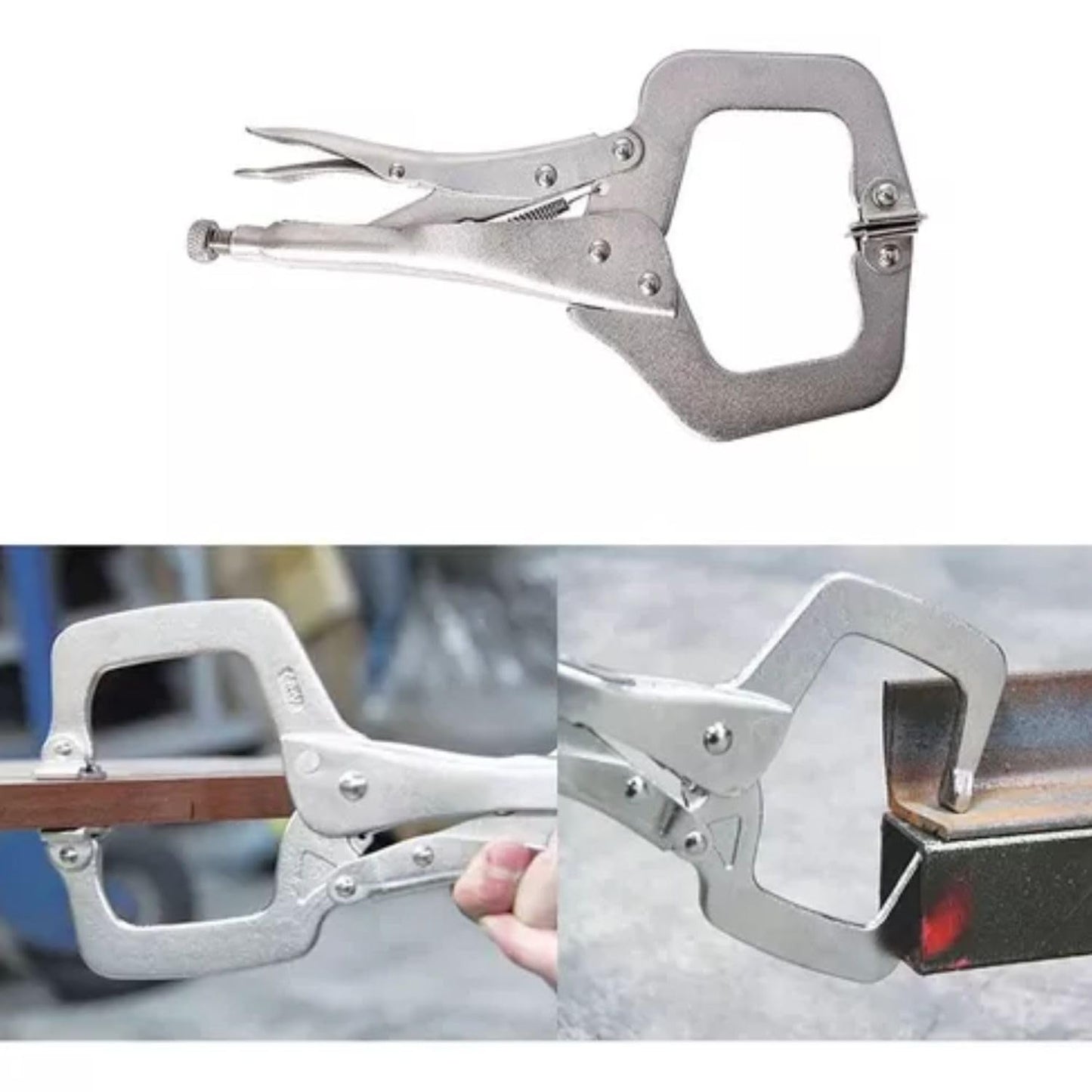 Pinza de Presión Tipo "C" Autoajustable de Metal, Seguridad Juego de 3 Piezas 17 cm, 23 cm, 27 cm