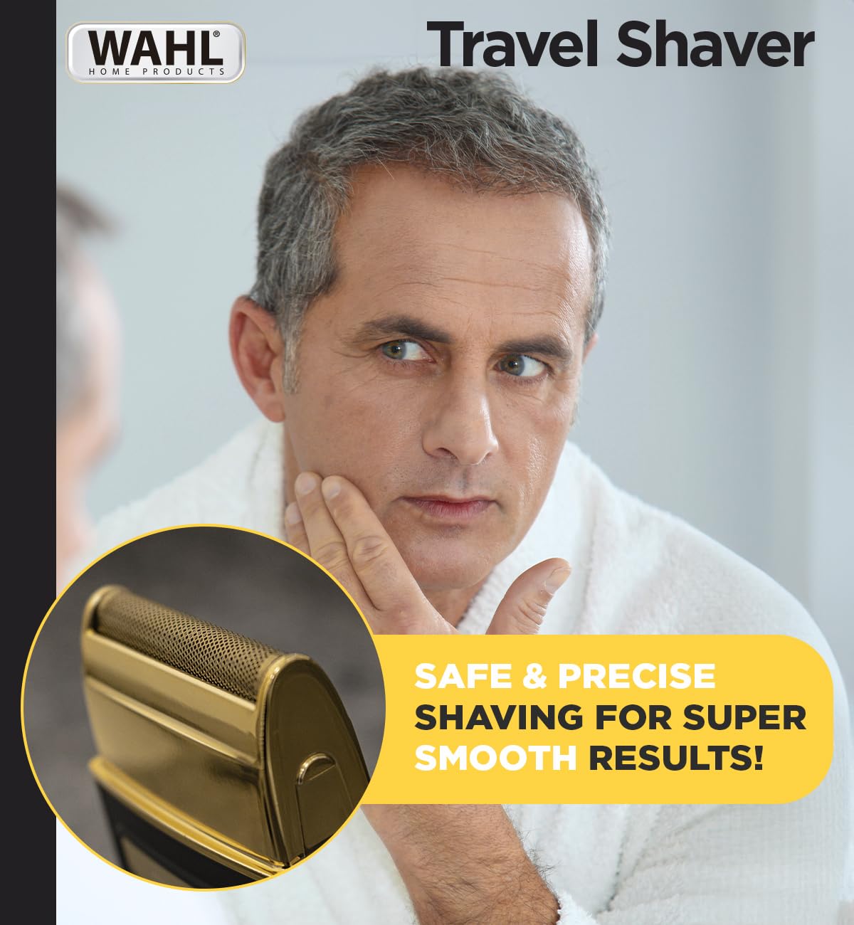 Wahl - Máquina de afeitar de viaje USB, longitud de corte de 0,4 mm, tiempo de funcionamiento de 45 minutos, compañero de viaje perfecto con instalación de carga USB, hoja de corte adicional y lámina