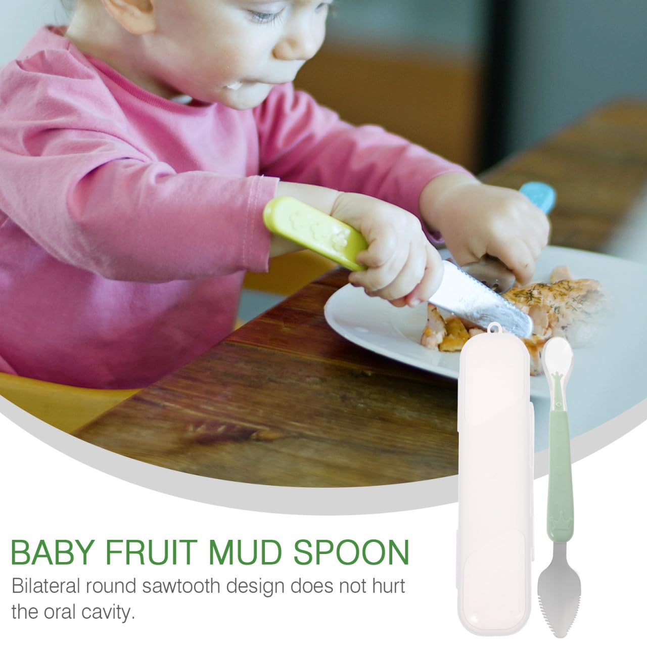 Ipetboom 1 Cuchara Para Pomelo Cuchara Con Borde Dentado Cuchara Para Cuchara Dentada Raspador De Raspador De Comida Para Bebé Cuchara Para Comida De Bebé Verde