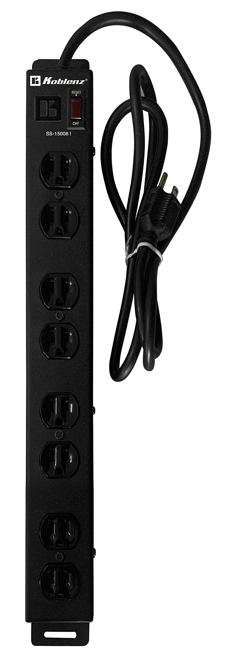 Koblenz Supresor de Picos, Protector de Voltaje Industrial, Multicontacto, 1500 Joules, 8 Contactos, Oficina y Taller, Conecta tus Herramientas, Sujetadores de Pared o Mesa, Cable de 1.5m (SS-15008 I)