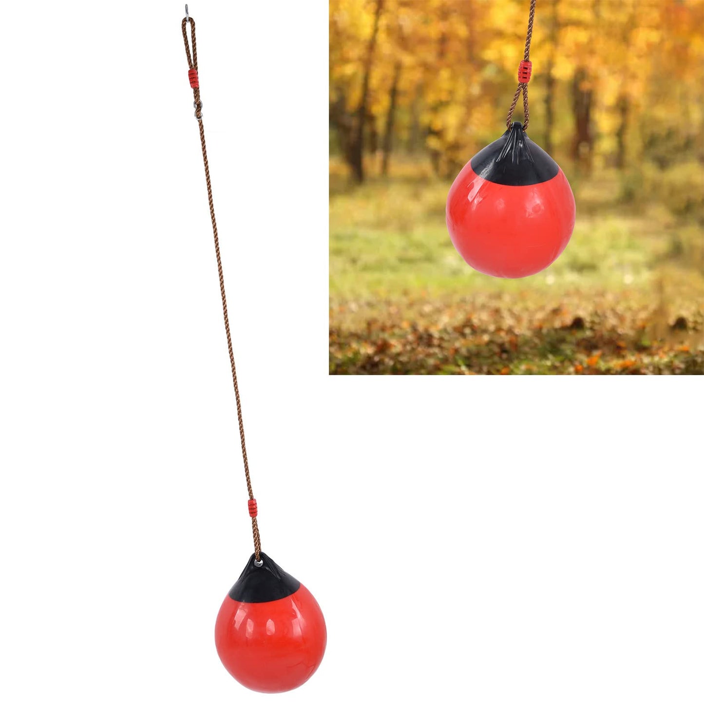 FOUF Columpio de Bola Inflable, Columpio para Niños Y Columpio de árbol, Plataforma de Columpio de Cuerda, Columpio, Accesorios para Patio de Recreo, 29 Cm/11,4 Pulgadas, Rojo Pequeño con Cadena