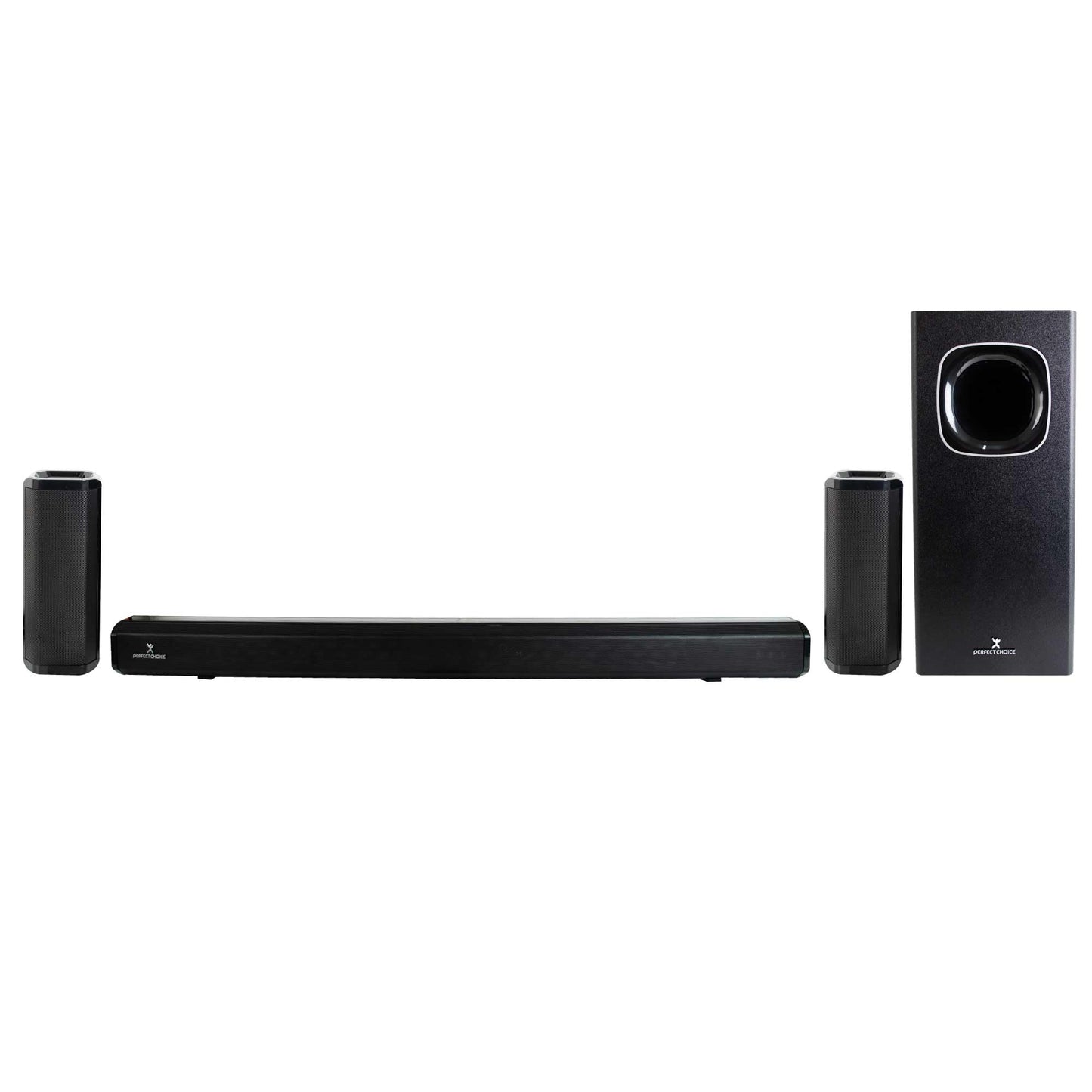 Perfect Choice Teatro en casa con subwoofer Bluetooth Inalambrico Sonido Surround de 5.1 Canales Reproduce Audio de Alta Calidad, Incluye Accesorios para Montaje en Pared Home Cinema