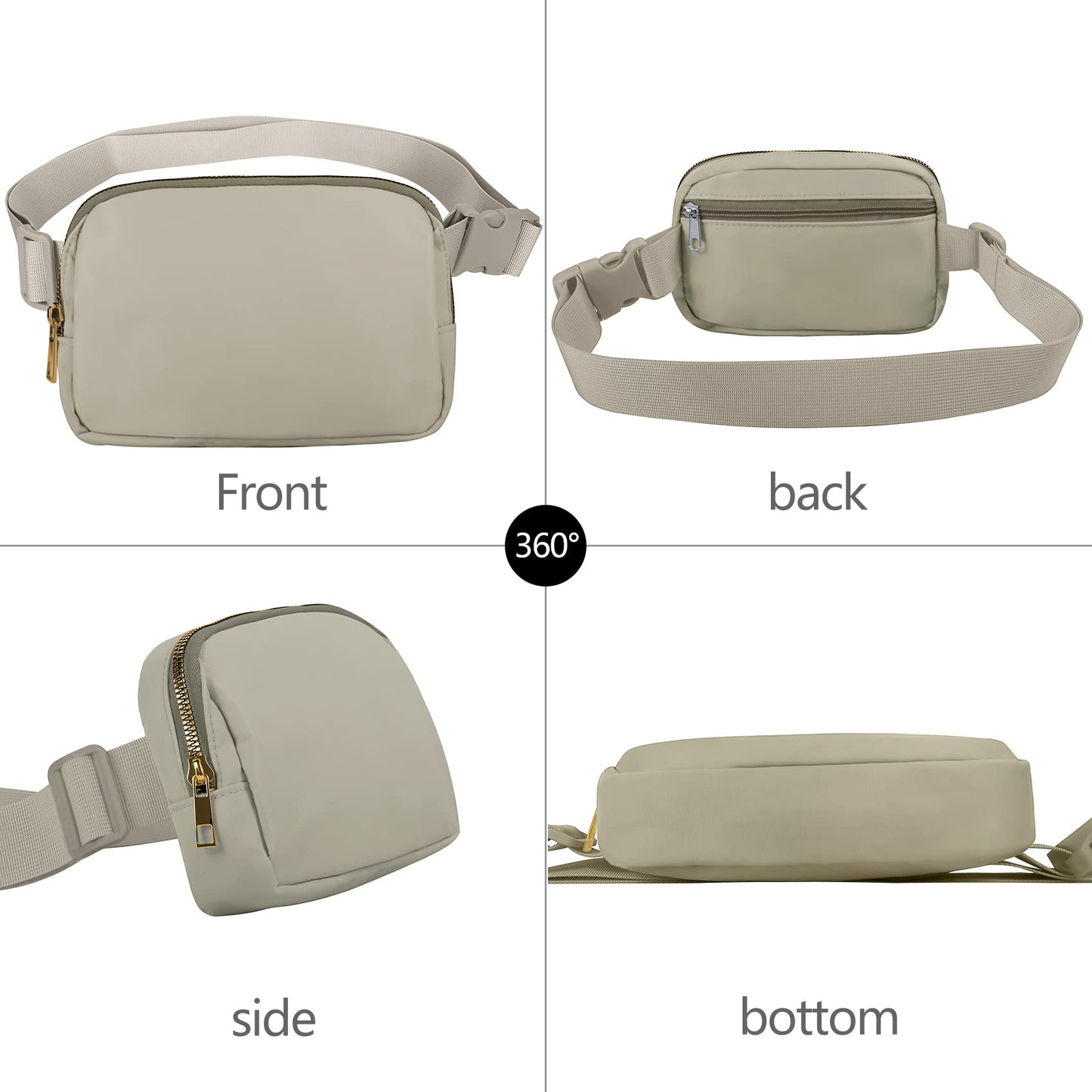 Riñonera VOROLO Wood Grey con Correa Ajustable para Mujeres y Hombres
