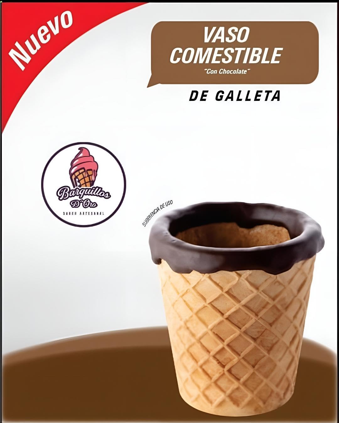 Barquillos D´oro - Vasos Comestibles de Galleta para Café o Coffee - Set de 7 Piezas, 80 ml, Tazas para Cafe, Barquillos D´oro