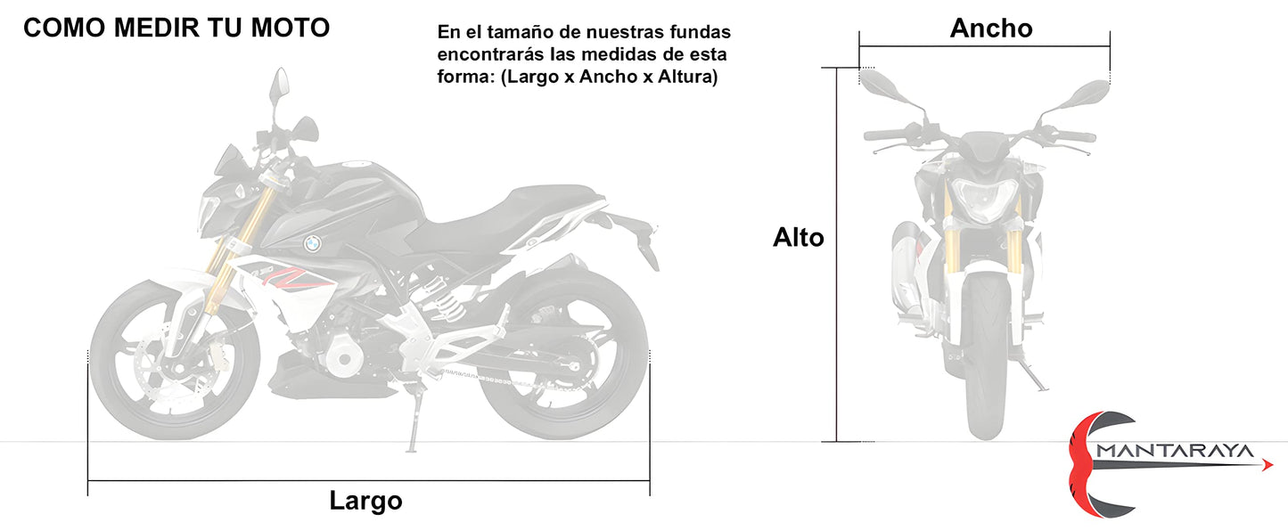 Manta Raya Funda Premium para Motocicleta Moto en Varios Tamaños Protección con Costuras Termo Selladas 100% Impermeable Compatible con Todas Las Marcas (M Scooter)