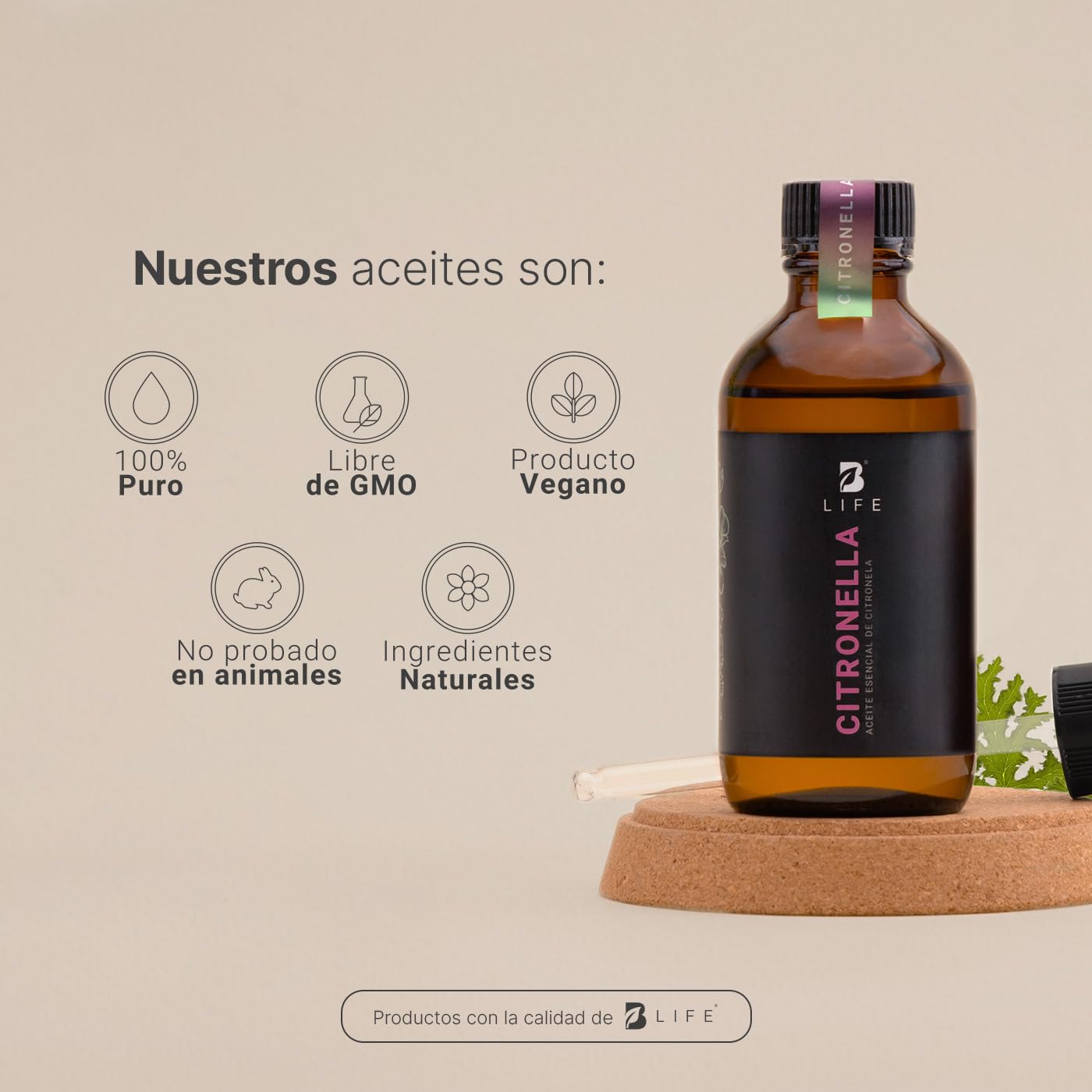 Aceite Esencial B Life Citronela Ingredientes Puros 120 ml