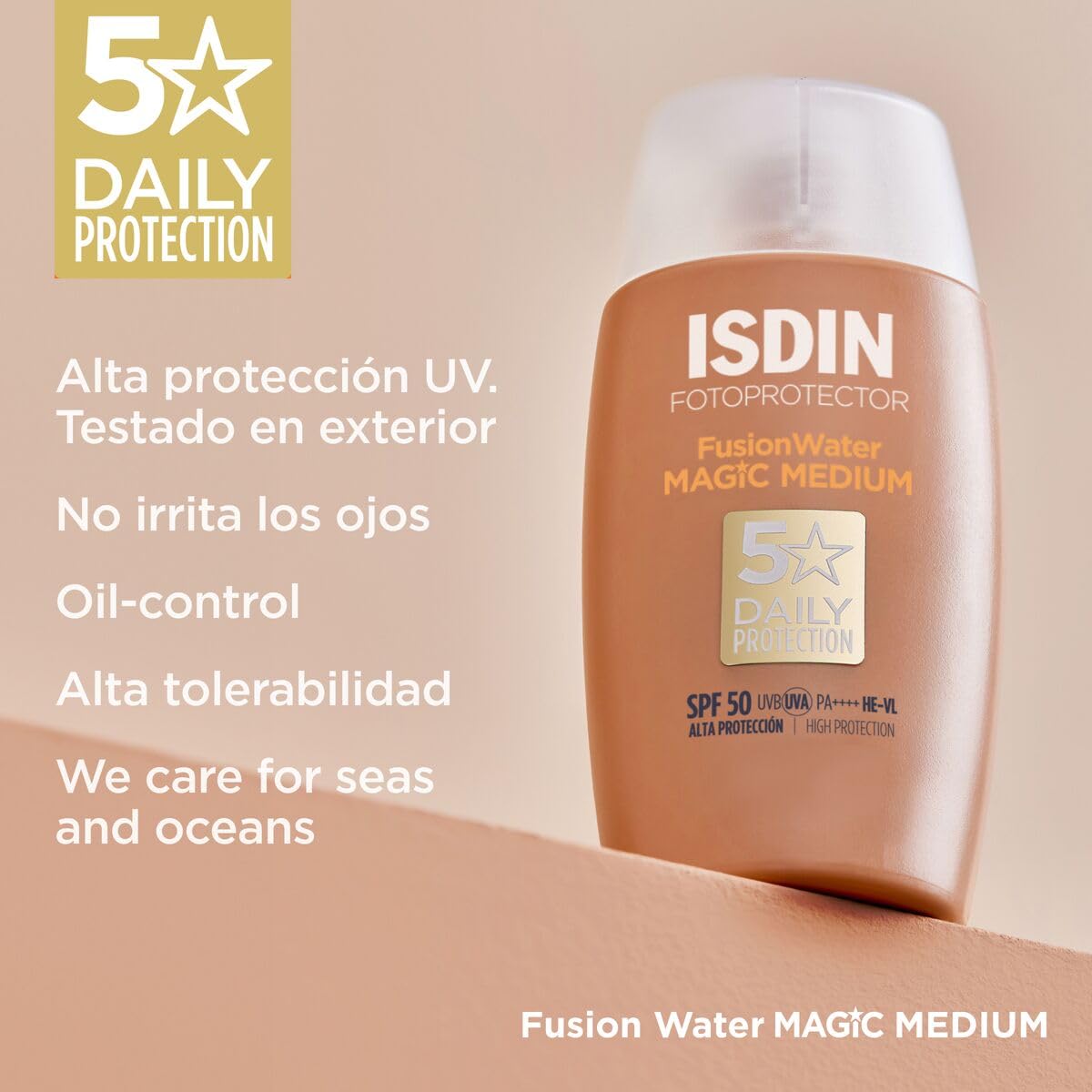 ISDIN Fotoprotector Fusion Water Magic Medium COLOR SPF 50 | Piel Radiante y Protegida