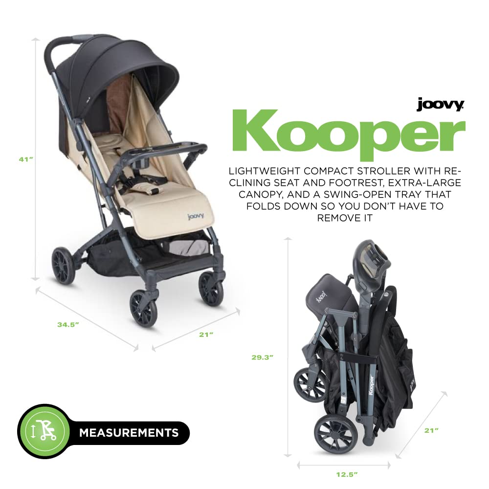 Joovy Stroller, Lightweight Travel Fold With Tray, Carriola Ligero Plegable Compacto Bebés Niños, Arena, 1 Count Pack Of