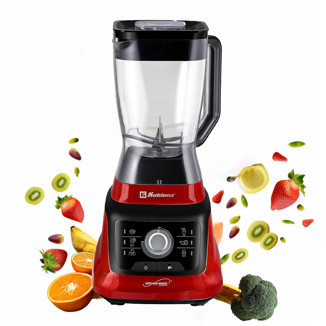 Koblenz Licuadora Profesional LKM-9608 PRO, 1400 Watts, Velocidad Ajustable, 6 programas y Función de Pulso, Ultra Silenciosa, Vaso Plástico de 2 L, Vaso Portátil de 900ml, Más Accesorios, Color Rojo