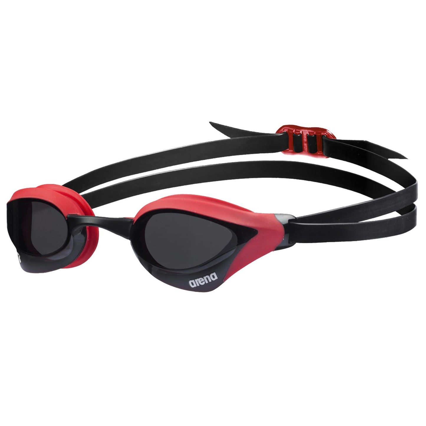 ARENA - anteojos de natación unisex para hombres y mujeres, con núcleo cobra, antivaho, lentes de policarbonato sin espejo, color humo/rojo