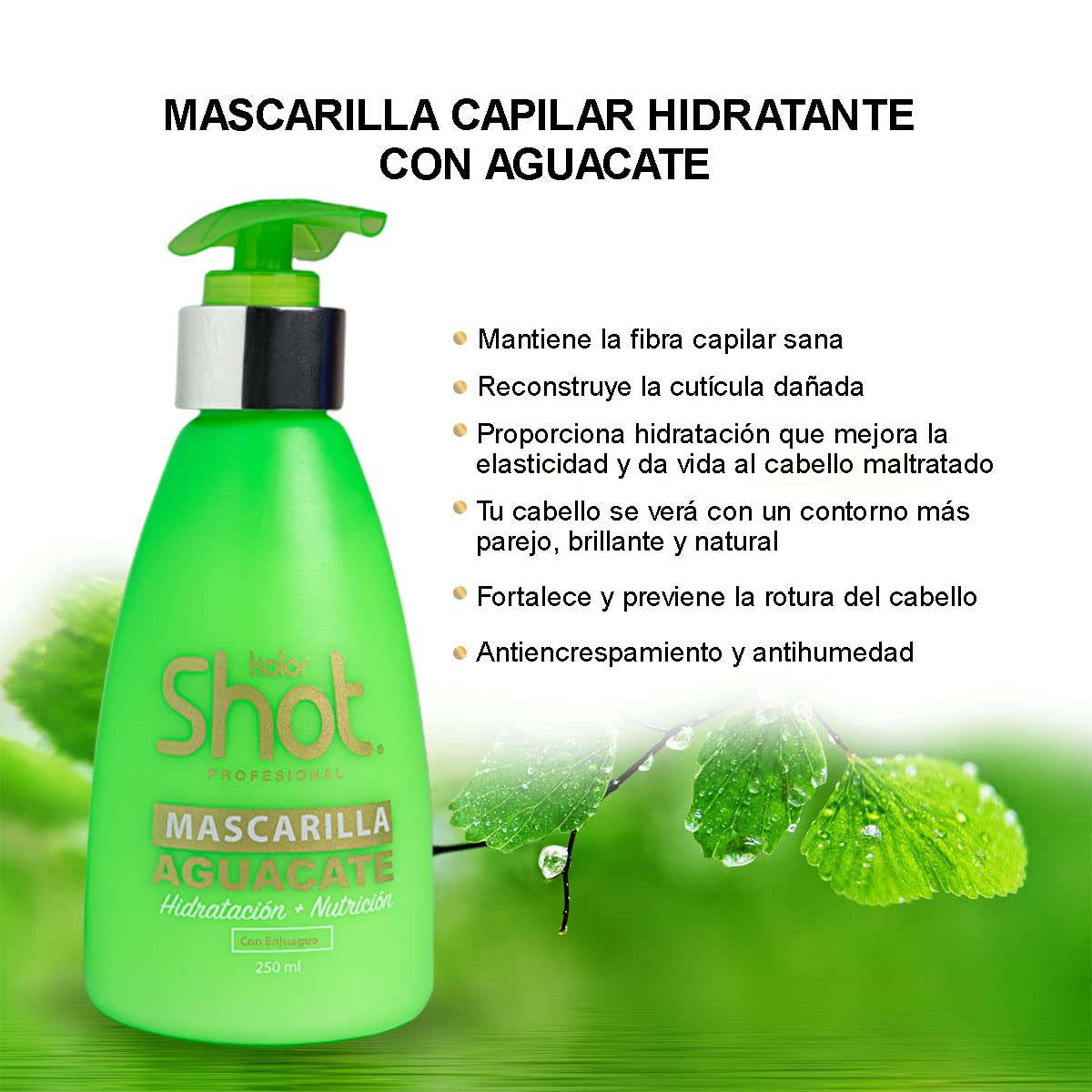 Mascarilla para Cabello Kolor Shot Aguacate Tratamiento Reconstructor Hidrata y Nutre