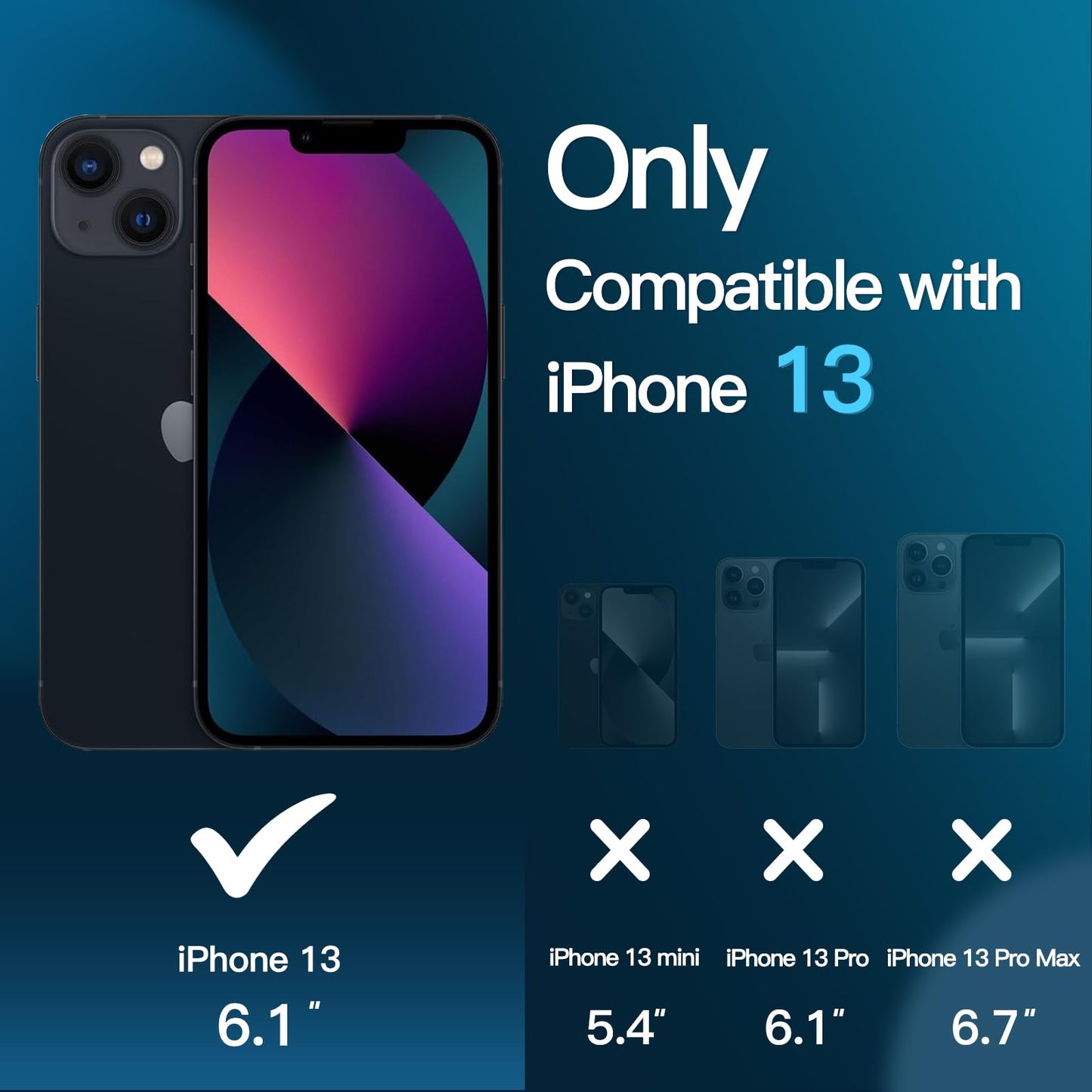 JETech 3 en 1 Funda Magnética para iPhone 13 6.1 Pulgadas con 2 Protectores Pantalla Mica Cristal Vidrio Templado, Compatible con MagSafe, Carcasa Mate Translúcida (Negro)