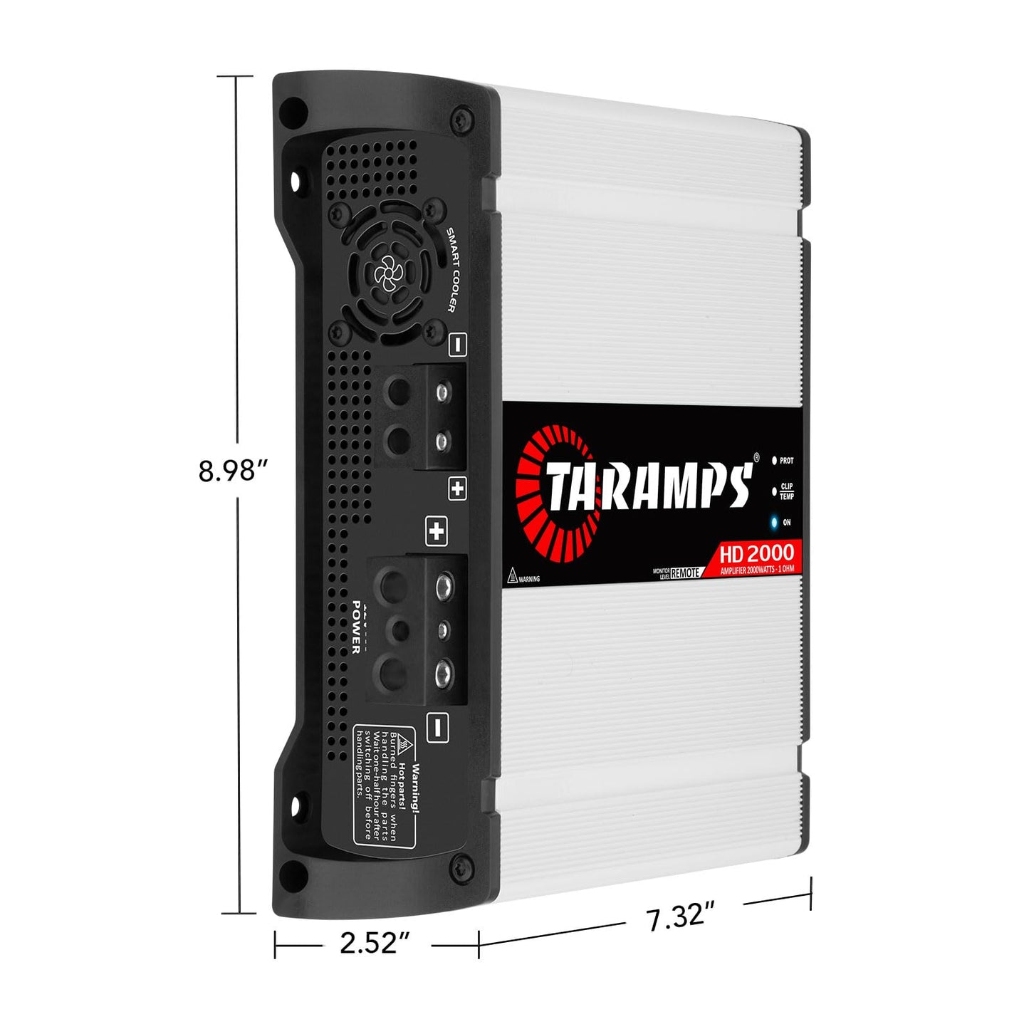 Amplificador Rango Completo Taramps Blanco con Monitor LED y Crossover Clase D de 2000 W RMS 1 Canal 1 Ohmio