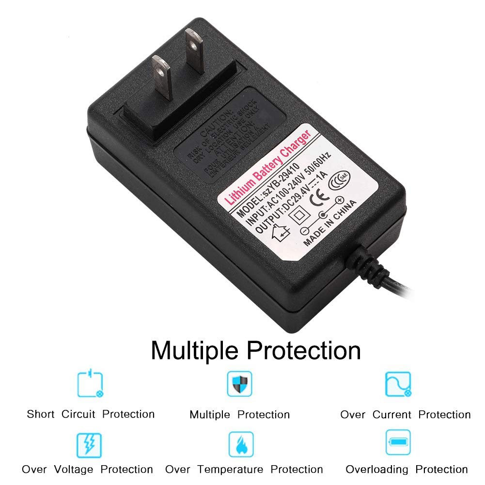 Bewinner 29.4V 1A Adaptador del Cargador Adaptador de Fuente de Alimentación para Smart Balance Car Scooter Indicador LED Adaptador de Corriente para Faros, Coches de Juguete,etc(EEUU pulg)