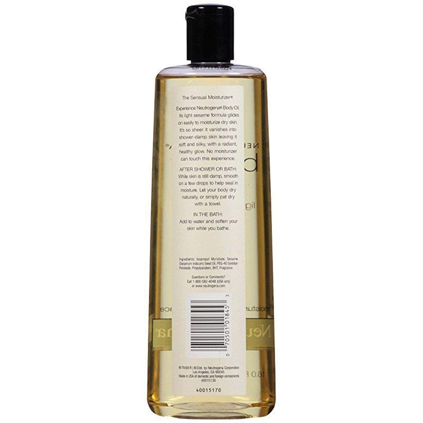 Neutrogena Body Oil, Light Sesame Formula, 16 Ounce Paquete de 2