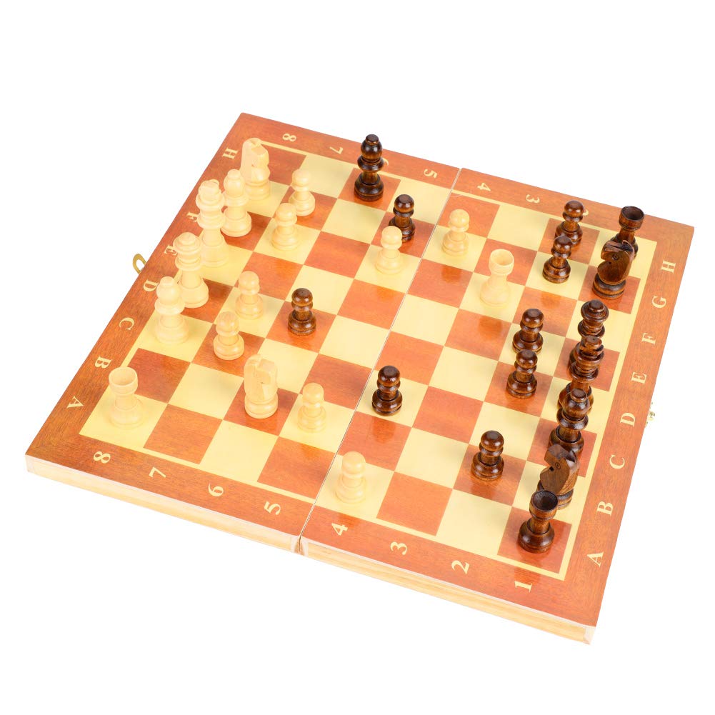 Keenso Juego de ajedrez de, Tablero de ajedrez de portátil Tablero Plegable Juego de ajedrez para Fiestas Actividades Familiares Niños y Adultos