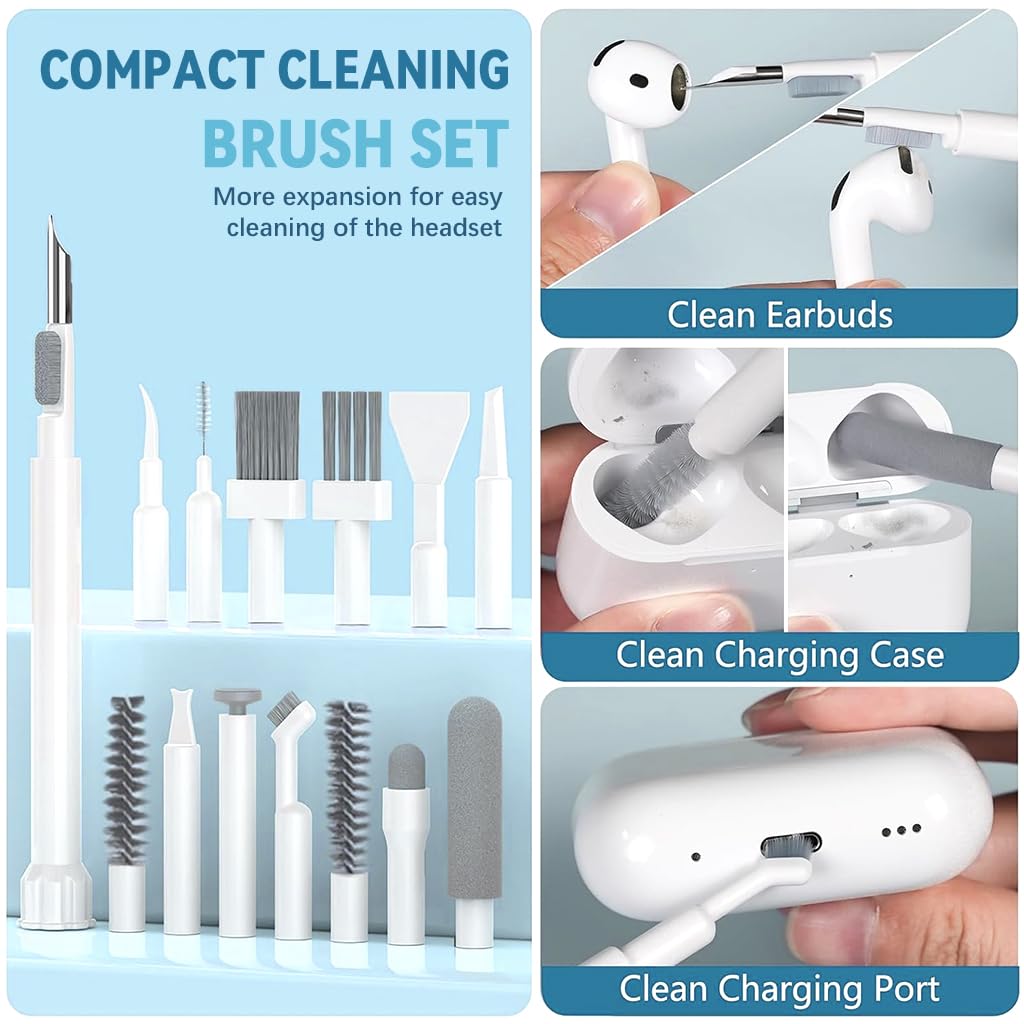 Kit de Limpieza Multifuncional, 32 en 1, Herramientas Portátiles para Teclados, Pantallas, Teléfonos Móviles, Audífonos y Cámaras, Incluye Cepillos y Paños, Ideal para Dispositivos Electrónicos