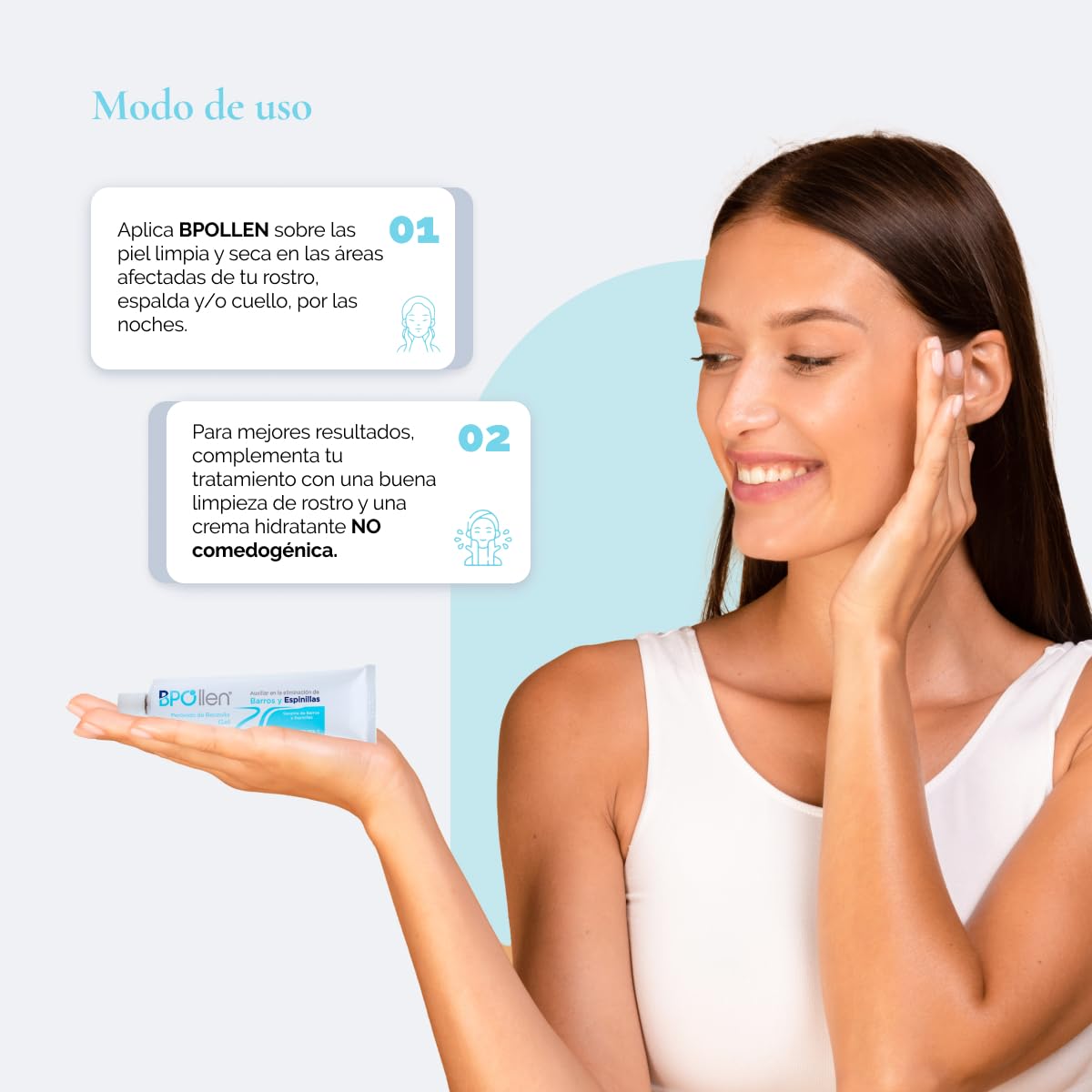 BPO LLEN Gel Limpiador Facial Anti-Acné con Peróxido de Benzoilo | Tratamiento Anti-Imperfecciones | Antiseborreico y Antiséptico | Indicado para Combatir el Acné Leve o Moderado | 60 ml (Peróxido de Benzoilo 2,5%)