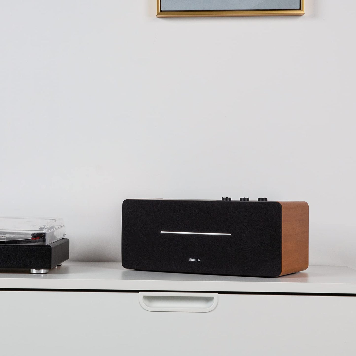 Edifier Altavoz de estantería D12 - Altavoz Bluetooth estéreo de Escritorio Integrado - Altavoz de computadora inalámbrico para Uso de Escritorio - 70 vatios RMS con Salida de línea de subwoofer