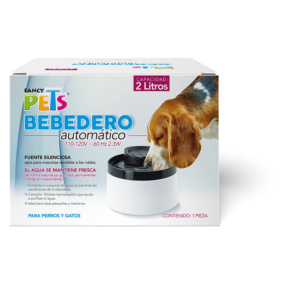 Fancy Pets Bebedero de Agua Tipo Fuente Automático para Perros y Gatos con Capacidad de 2 litros