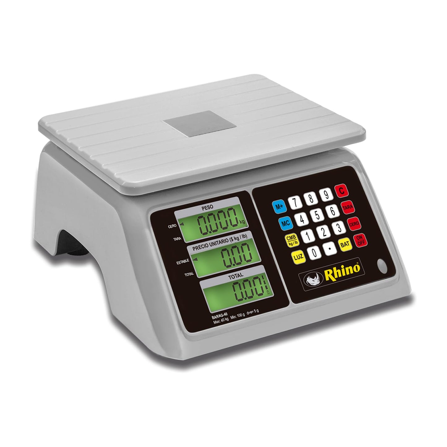 Báscula Digital RHINO 40 kg a prueba de agua con Caja Registradora y TARA