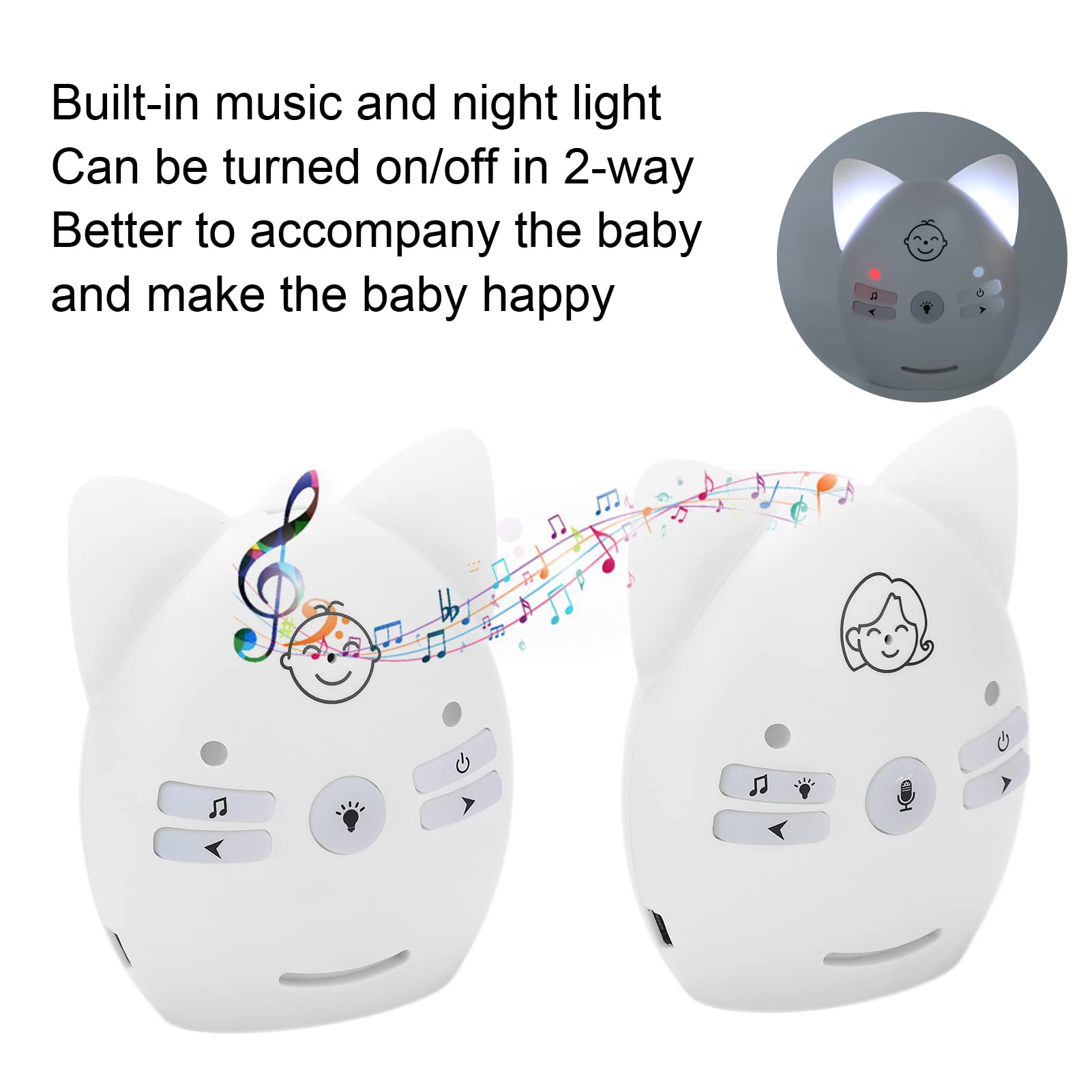 Monitor de Sonido para Bebés Blanco Ajustable Digital de Largo Alcance y Conversación Bidireccional