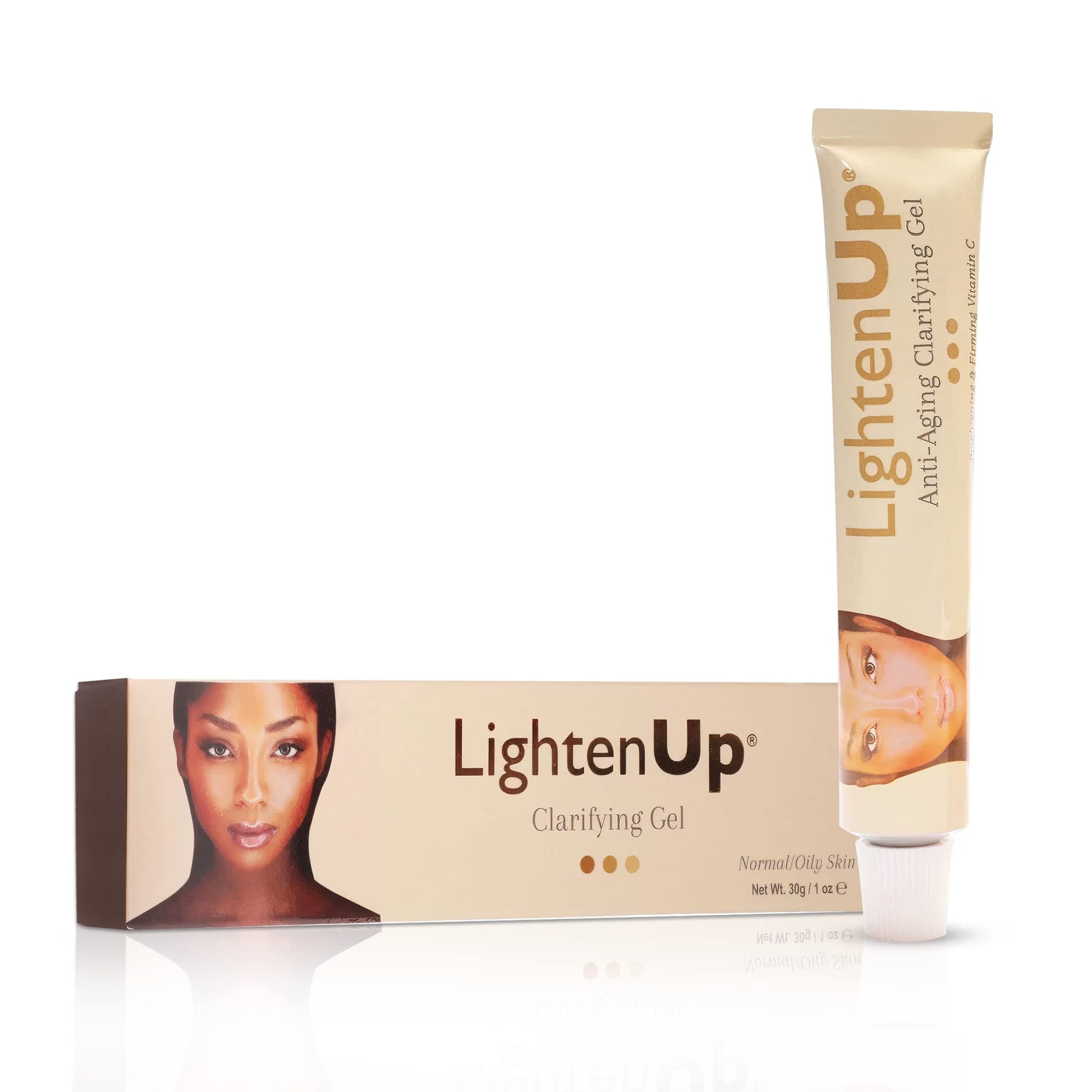 LightenUp | Gel hidratante Facial Despigmentante | Con Vitamina C, Alfa arbutina y Aceite de argan | Trata Manchas y zonas Oscuras | Textura en Gel con Ingredientes Naturales | 30Ml 1 0z