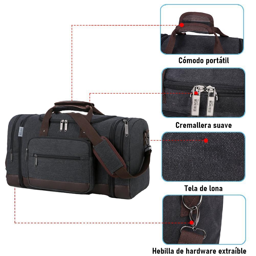 Lumewave Bolsa De Lona Para Viajes,Bolsas De Viaje De Lona Expandibles Para Hombres,Gran Capacidad Bolsa Plegable De Deporte,Bolsa De Lona Para Weekender Acampar y Viajar