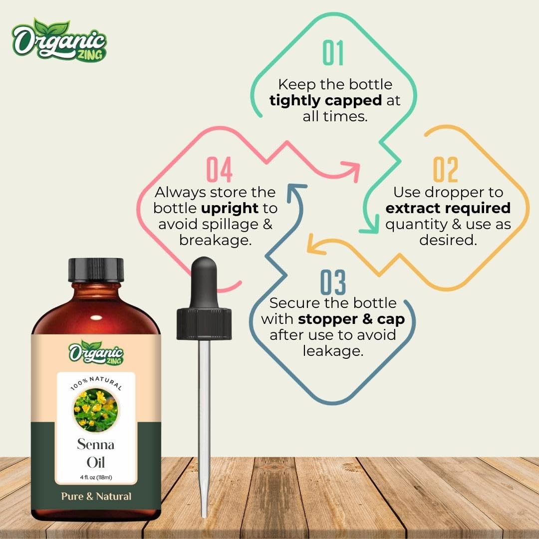 Organic Zing Senna (Cassia senna) Oil | Pure & Natural Carrier Oil for Skincare & Haircare - 118ml/3.99fl oz